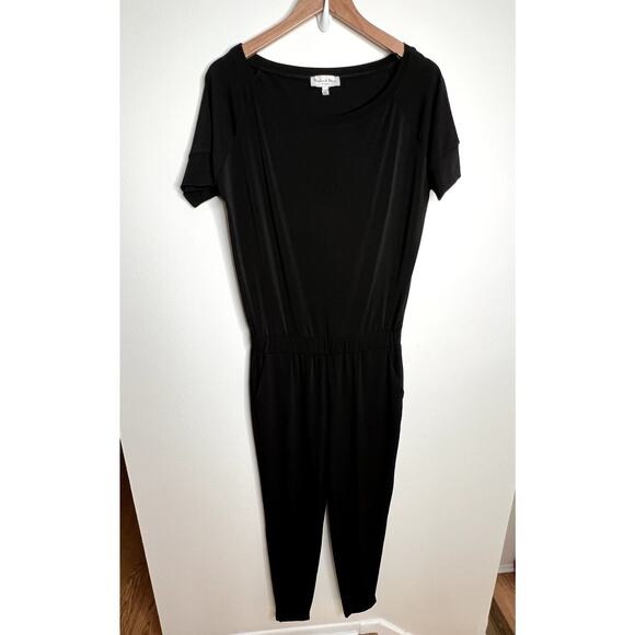 Michael Star Black Short Sleeve Knit Jumpsuit - Picture 1 of 9